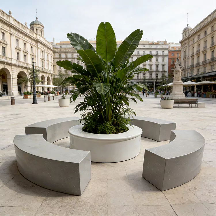 C Shaped FRP Outdoor Bench na may Round Table