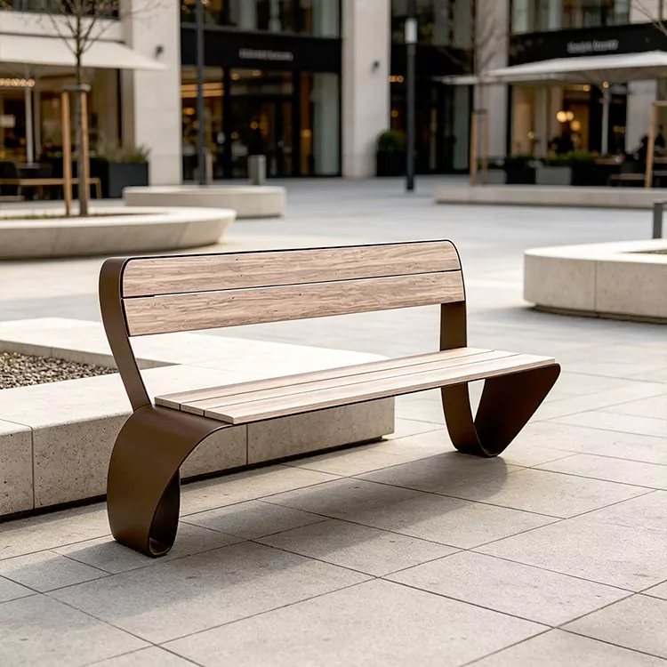 Kurbadong Sculptural Metal Frame WPC Bench