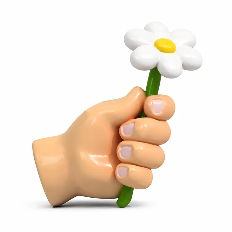 Hand Holding Flower Sculpture